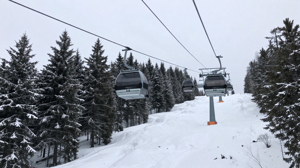 Канатная дорога Шерегеша над таёжным склоном