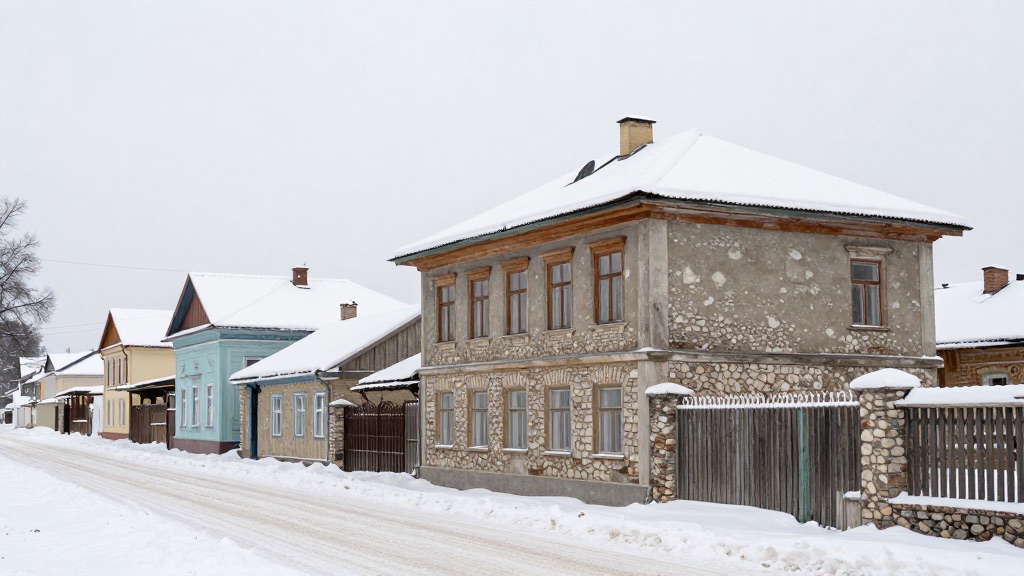 Купеческая застройка исторического центра Шуи зимой