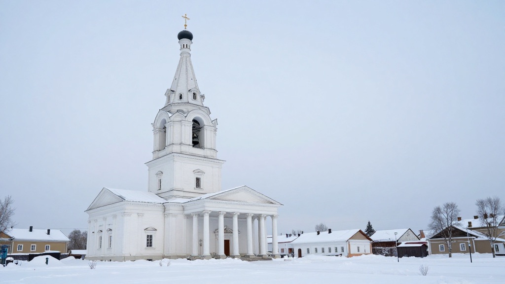 Спасо-Преображенский собор Рыбинска, колокольня зимой