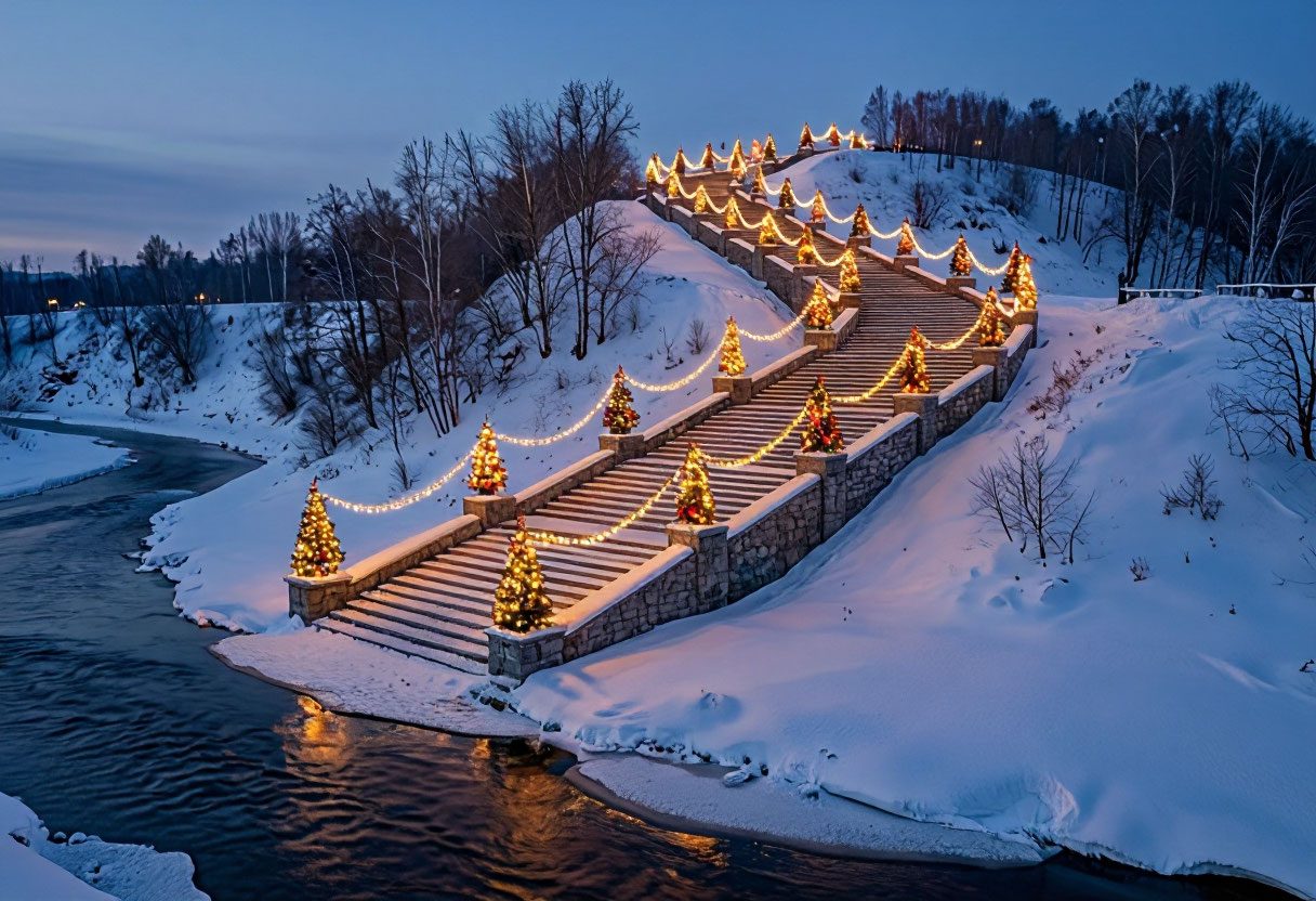 Чкаловская лестница зимой