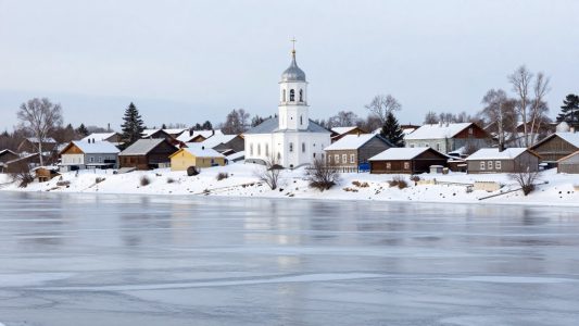 Таруса на берегу Оки зимой