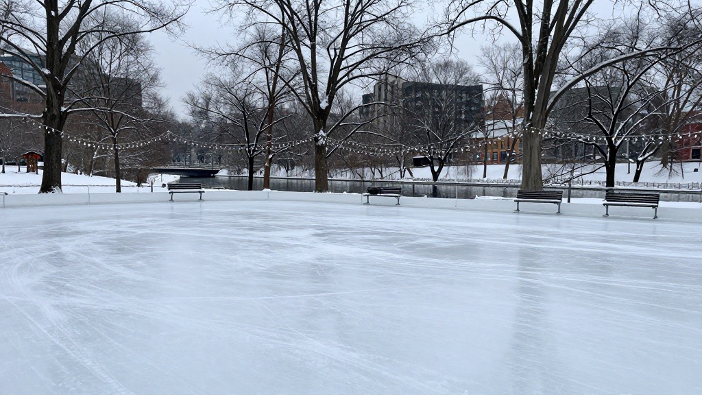 Городской сад Твери зимой с катком