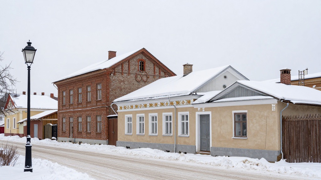 Купеческая улица старого Ельца зимой