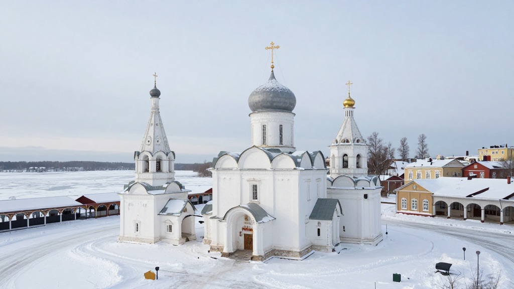 Ярославово дворище в Великом Новгороде зимой