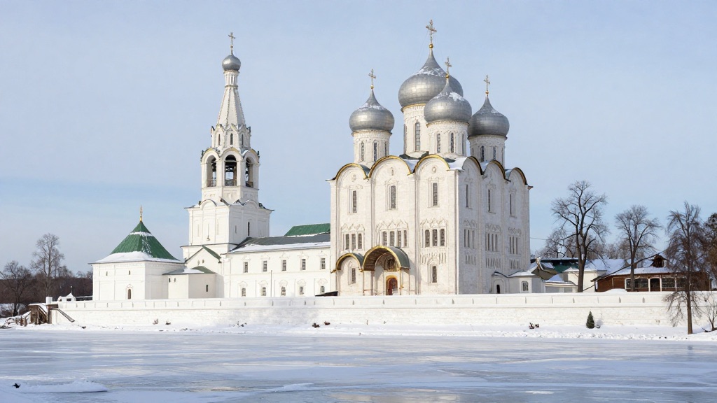 Юрьев монастырь под Великим Новгородом зимой